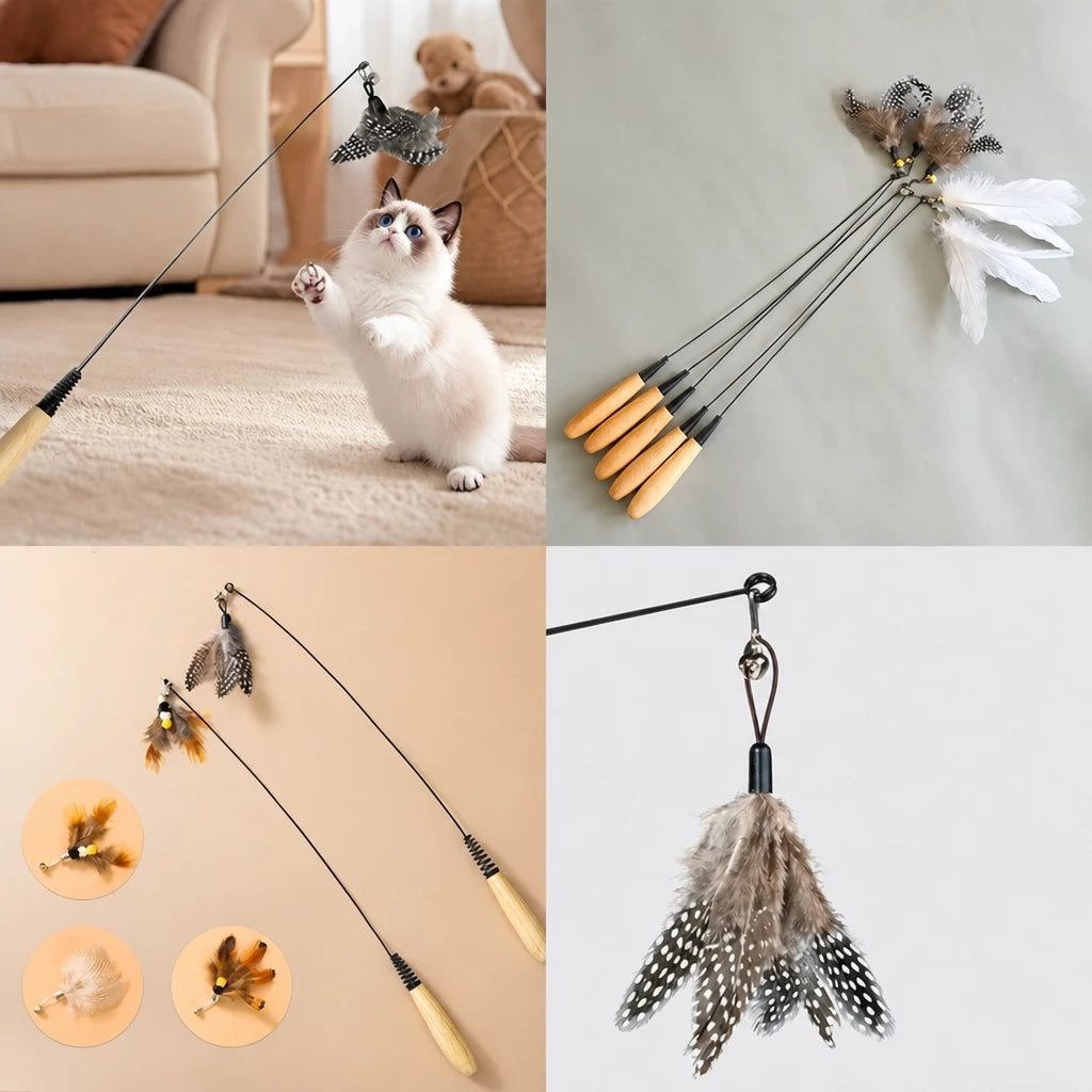 Interactive Feather Wand Cat Toy