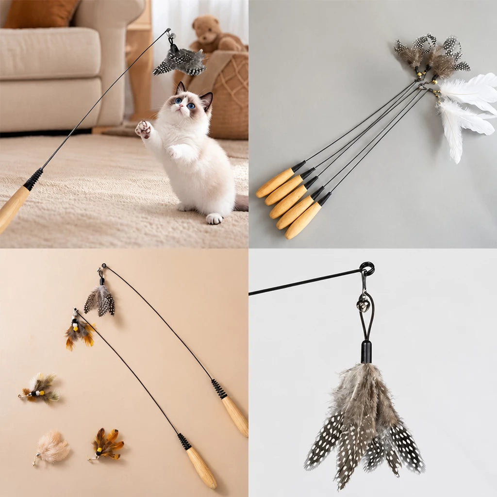Interactive Feather Wand Cat Toy
