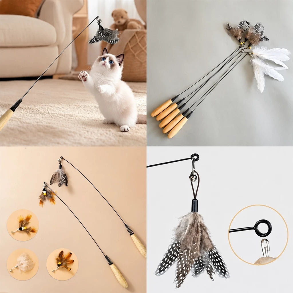 Interactive Feather Wand Cat Toy