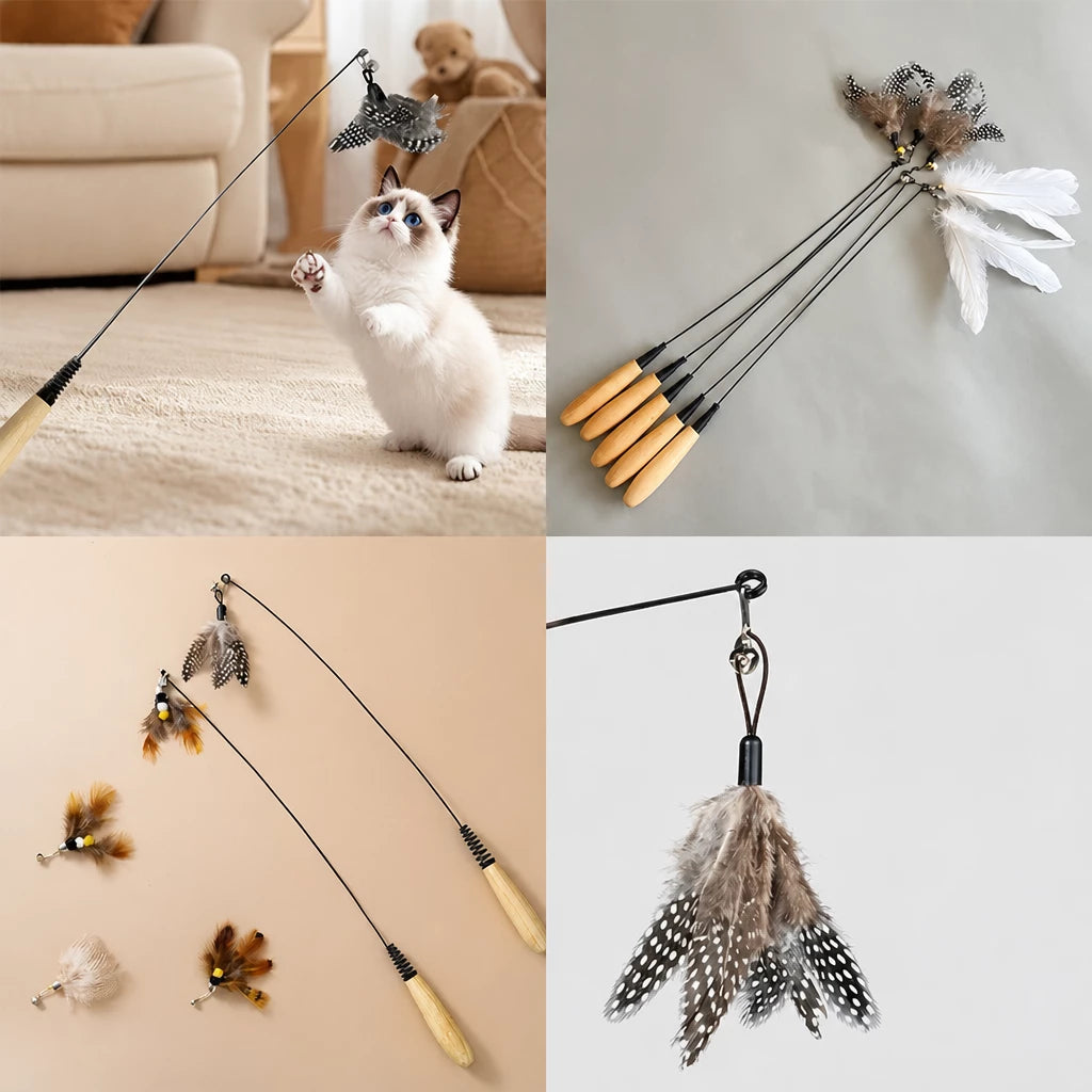 Interactive Feather Wand Cat Toy