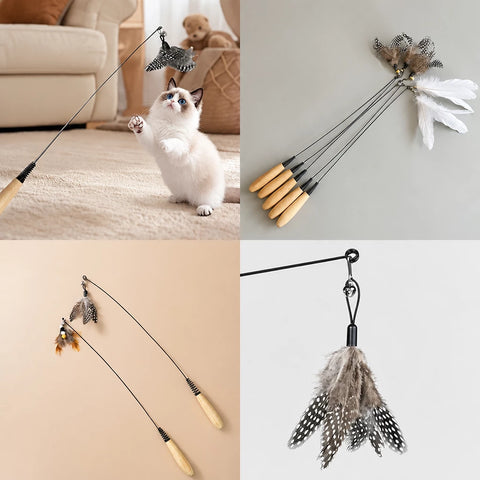 Interactive Feather Wand Cat Toy
