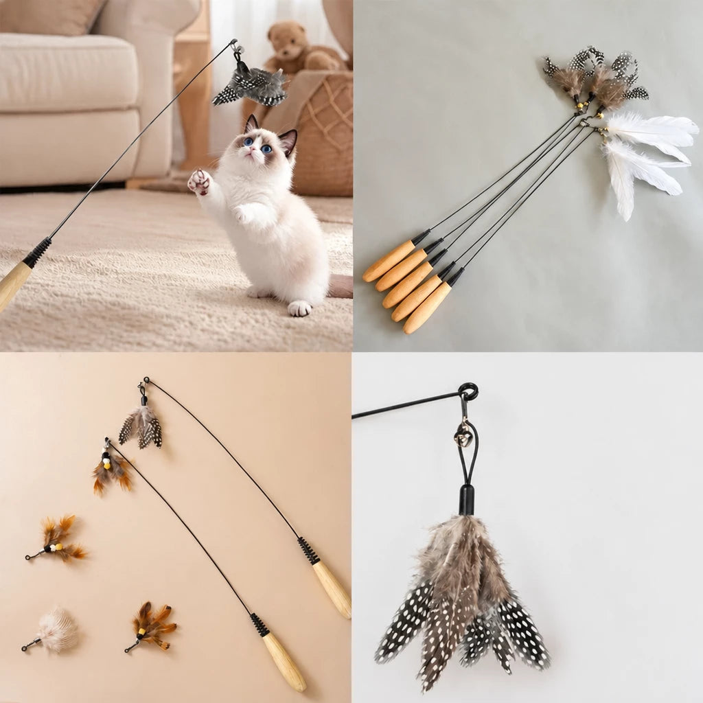 Interactive Feather Wand Cat Toy