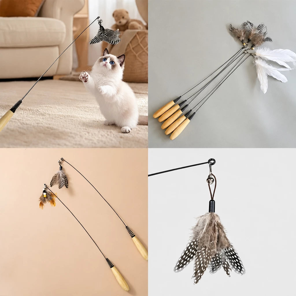 Interactive Feather Wand Cat Toy