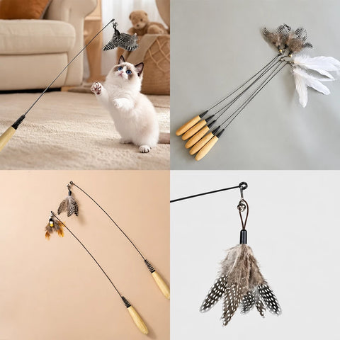 Interactive Feather Wand Cat Toy