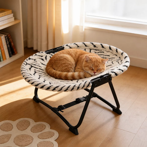 Foldable Elevated Oval Pet Cot for Cats & Dogs