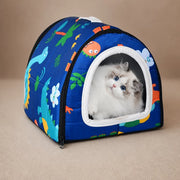 Semi-Enclosed Waterproof Pet Bed for Small Dogs & Cats