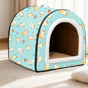 Semi-Enclosed Waterproof Pet Bed for Small Dogs & Cats