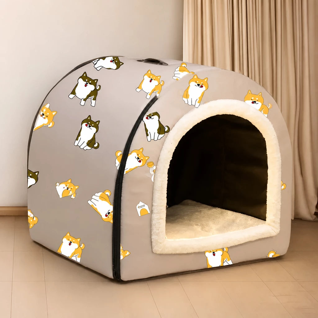Semi-Enclosed Waterproof Pet Bed for Small Dogs & Cats