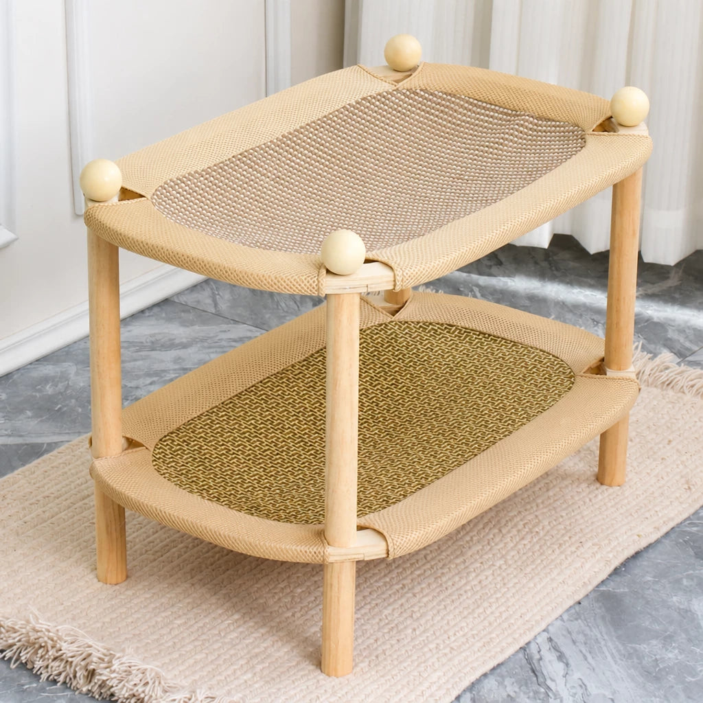 Two-Tier Wooden Cat Bed
