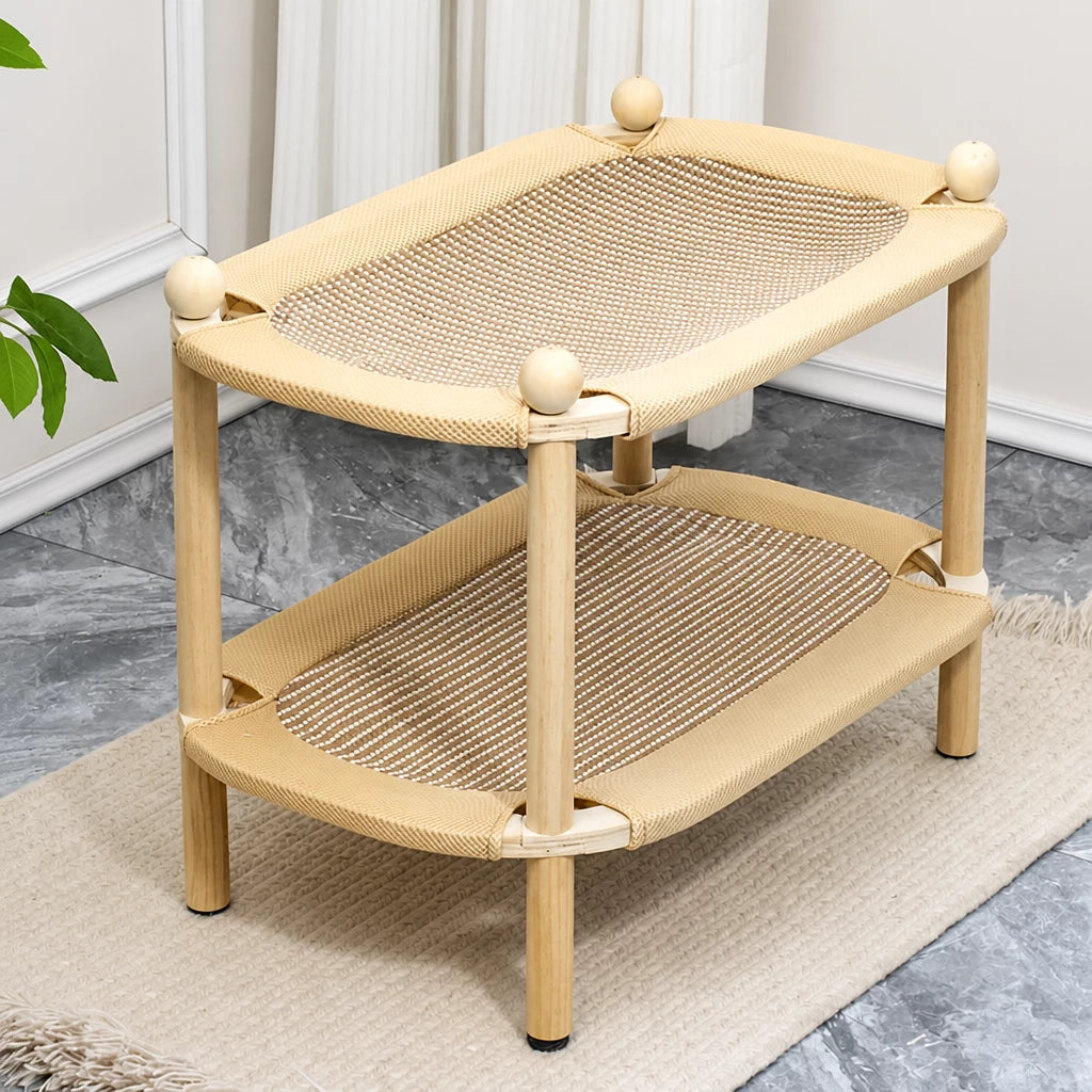 Two-Tier Wooden Cat Bed