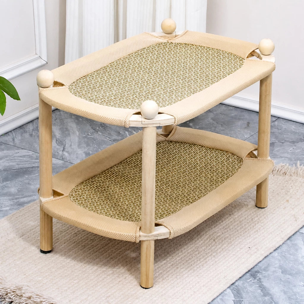 Two-Tier Wooden Cat Bed