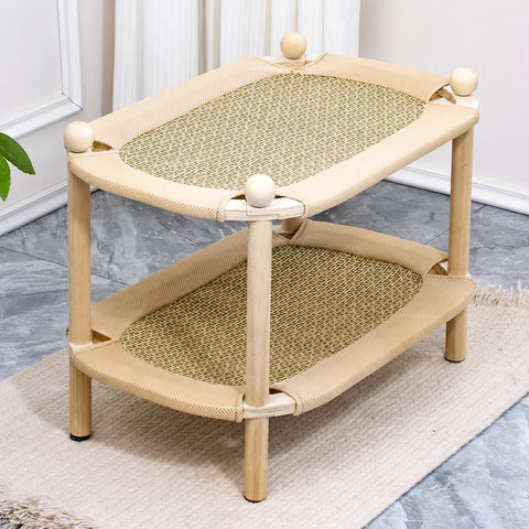 Two-Tier Wooden Cat Bed