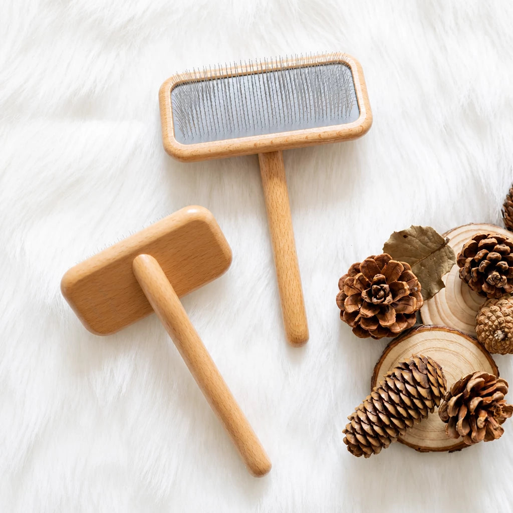 Wooden Air-Cushioned Pin Brush for Cats & Dogs