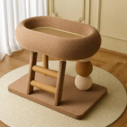 Oval Sisal Cat Tree with Integrated Scratcher and Bed