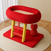 Oval Sisal Cat Tree with Integrated Scratcher and Bed