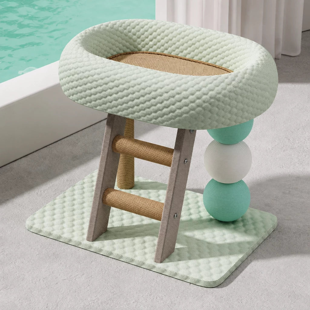 Oval Sisal Cat Tree with Integrated Scratcher and Bed