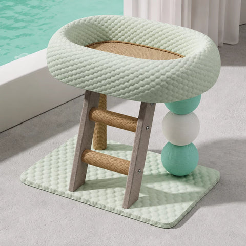 Oval Sisal Cat Tree with Integrated Scratcher and Bed