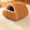 Semi-Enclosed Faux Fur Pet Bed for Small Dogs and Cats