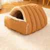 Semi-Enclosed Faux Fur Pet Bed for Small Dogs and Cats