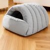 Semi-Enclosed Faux Fur Pet Bed for Small Dogs and Cats
