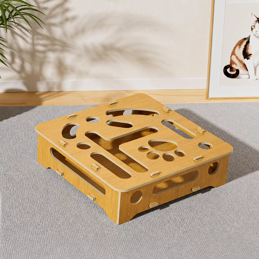 Interactive Cat Maze Toy with Scratch Pad