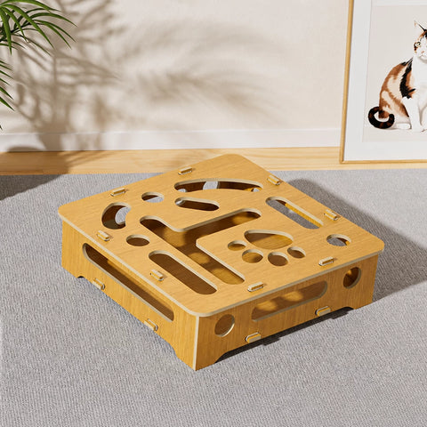Interactive Cat Maze Toy with Scratch Pad