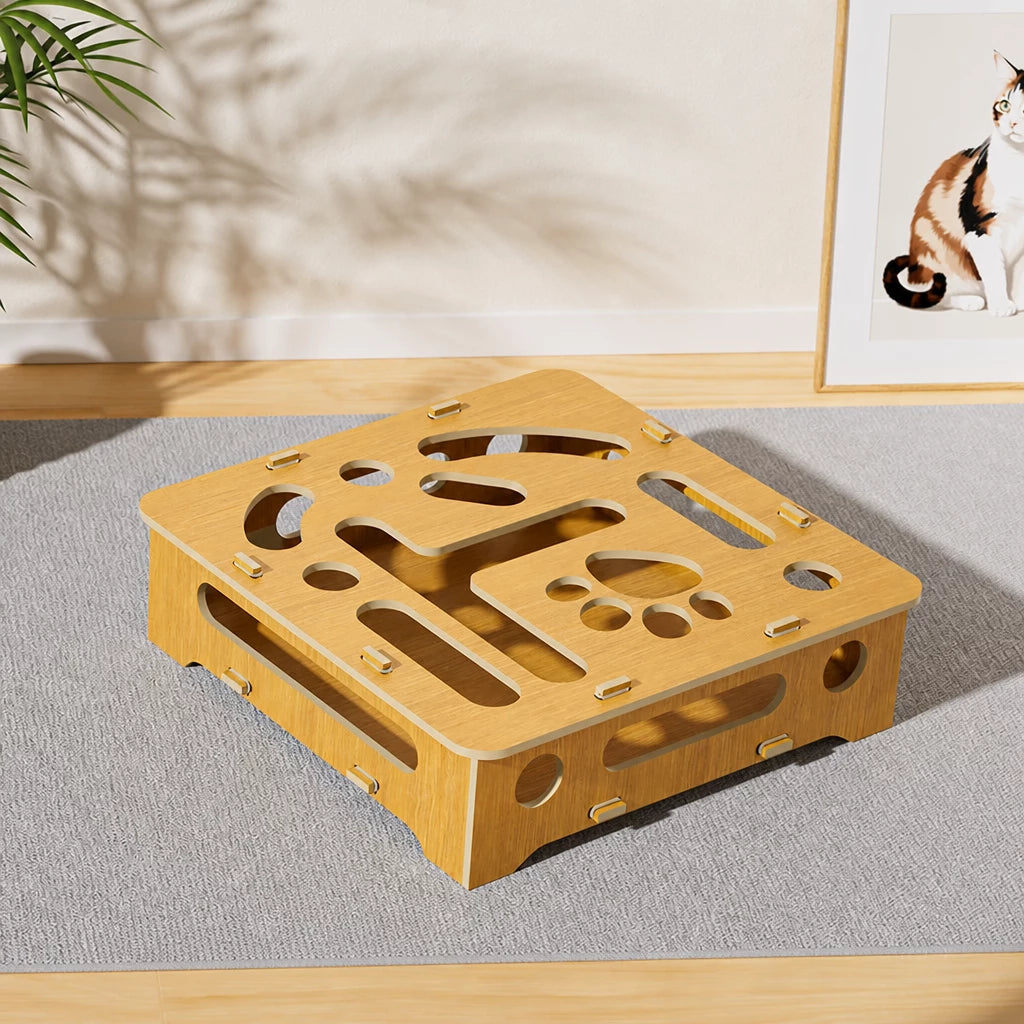 Interactive Cat Maze Toy with Scratch Pad