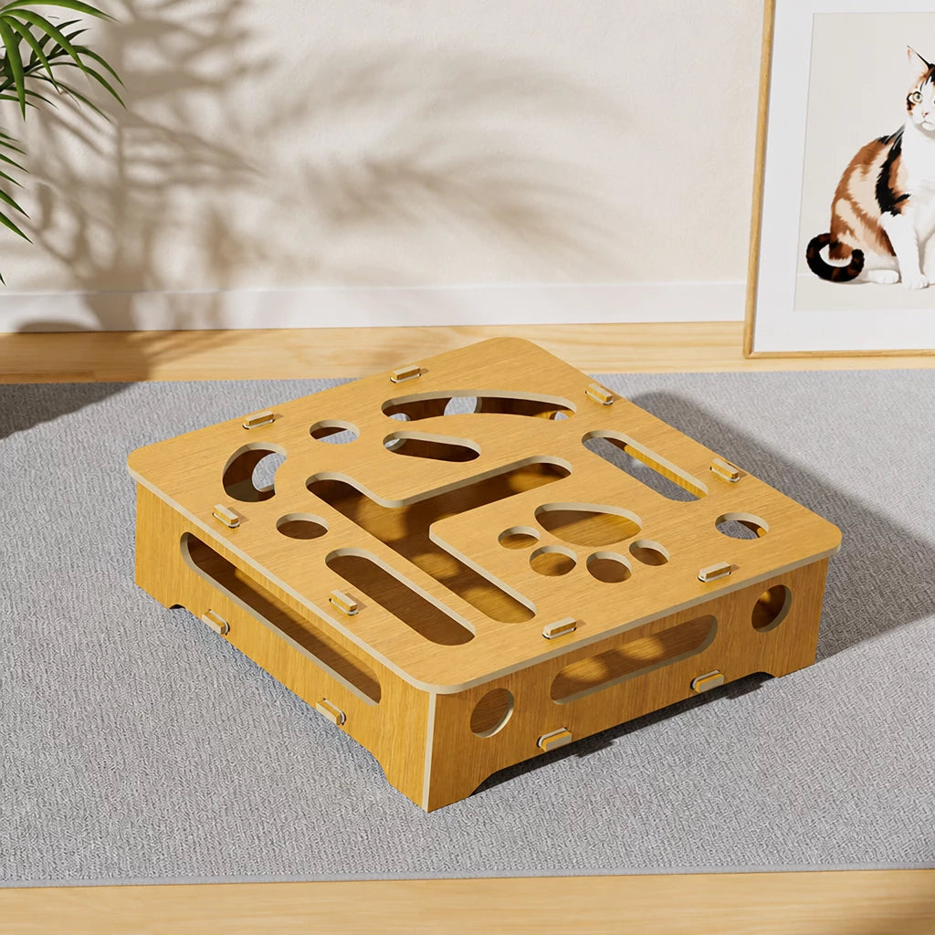 Interactive Cat Maze Toy with Scratch Pad