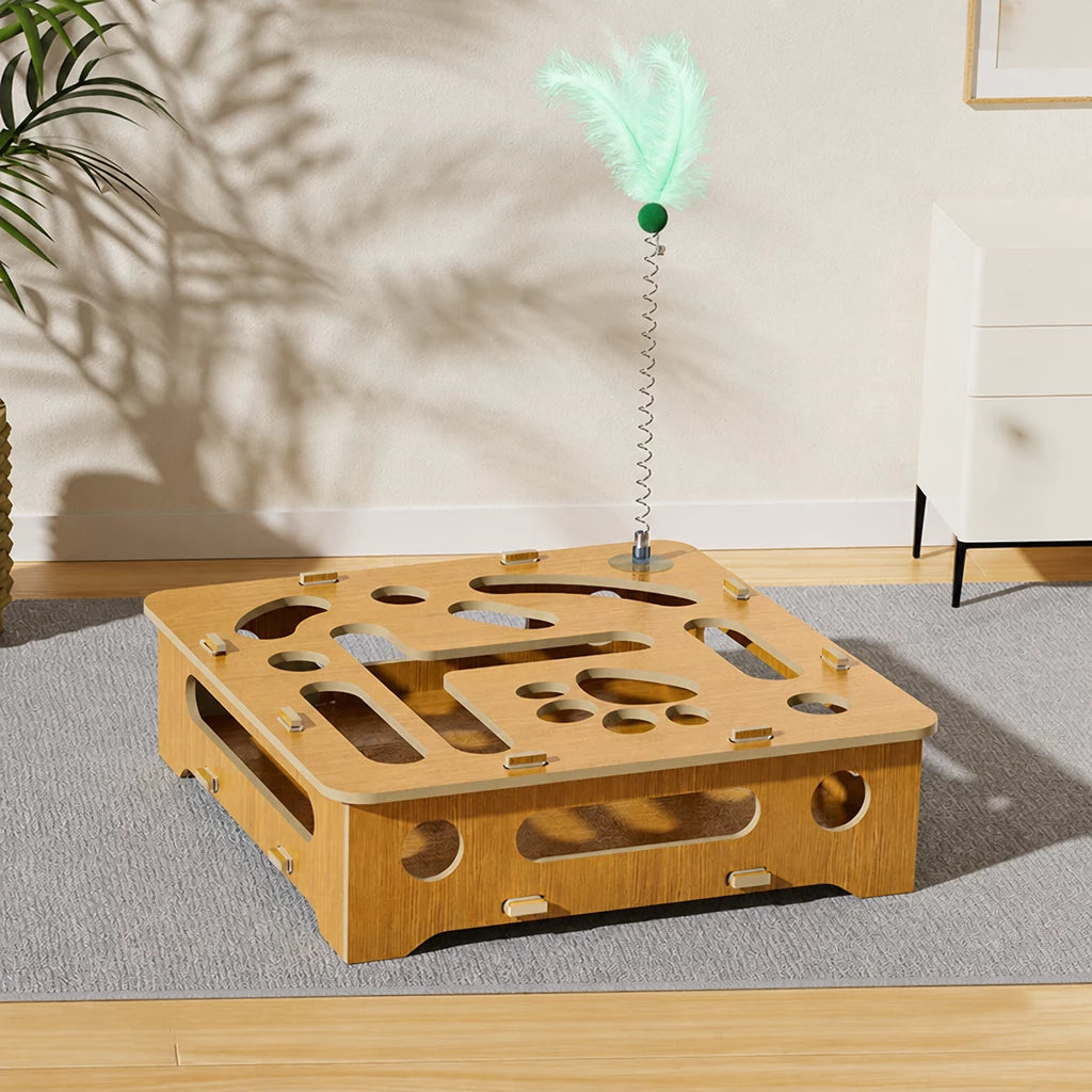 Interactive Cat Maze Toy with Scratch Pad