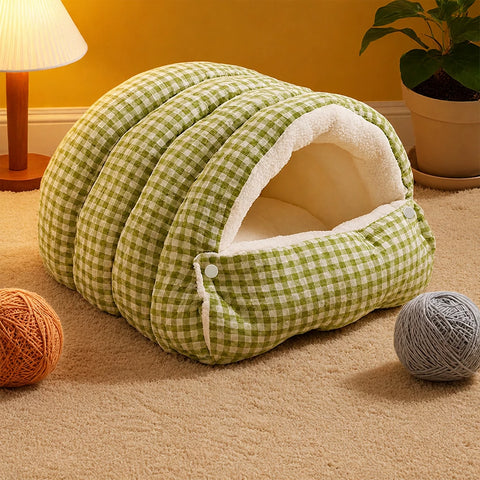 Washable Semi-Enclosed Polyester Cat & Small Dog Bed