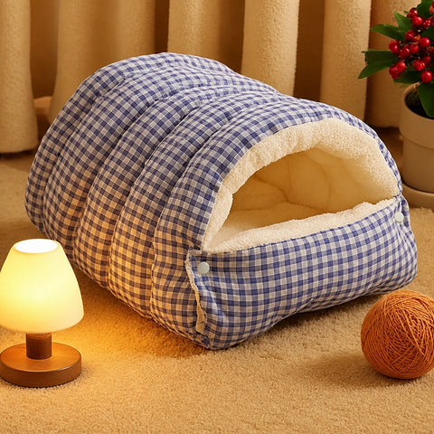 Washable Semi-Enclosed Polyester Cat & Small Dog Bed