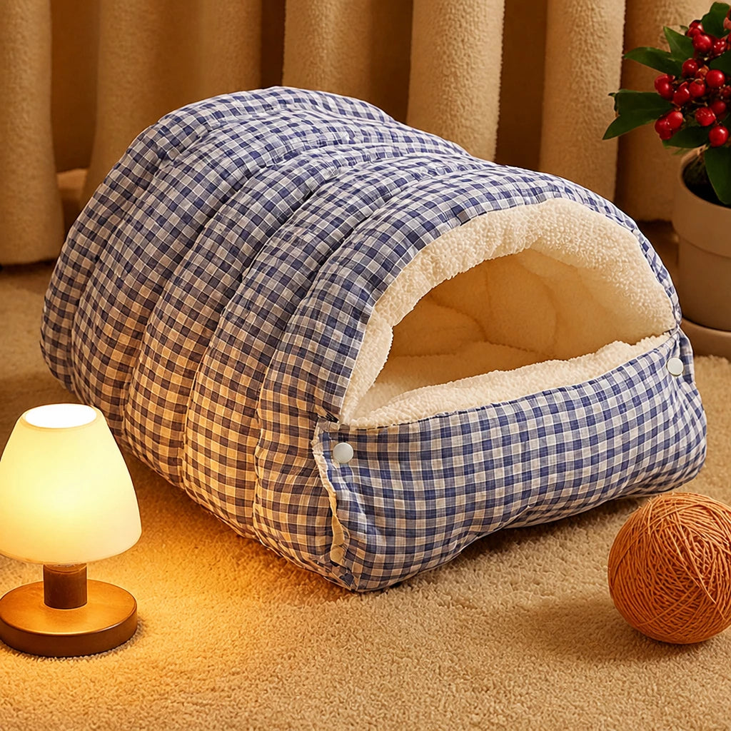 Washable Semi-Enclosed Polyester Cat & Small Dog Bed