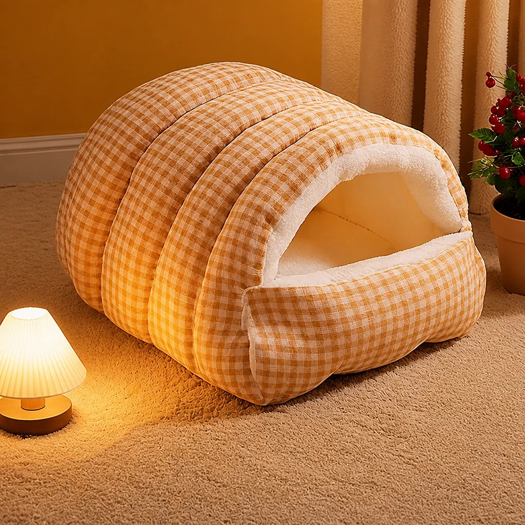 Washable Semi-Enclosed Polyester Cat & Small Dog Bed