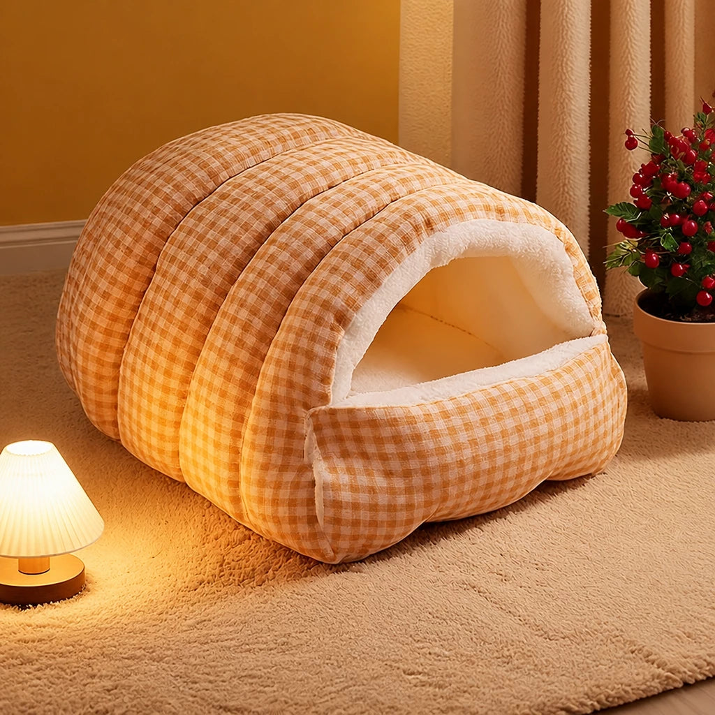 Washable Semi-Enclosed Polyester Cat & Small Dog Bed