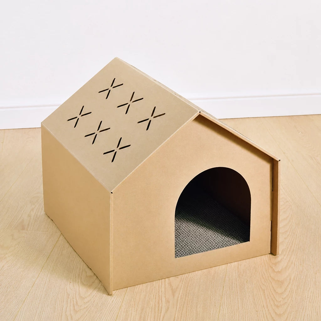 Corrugated Cardboard Cat House & Scratcher