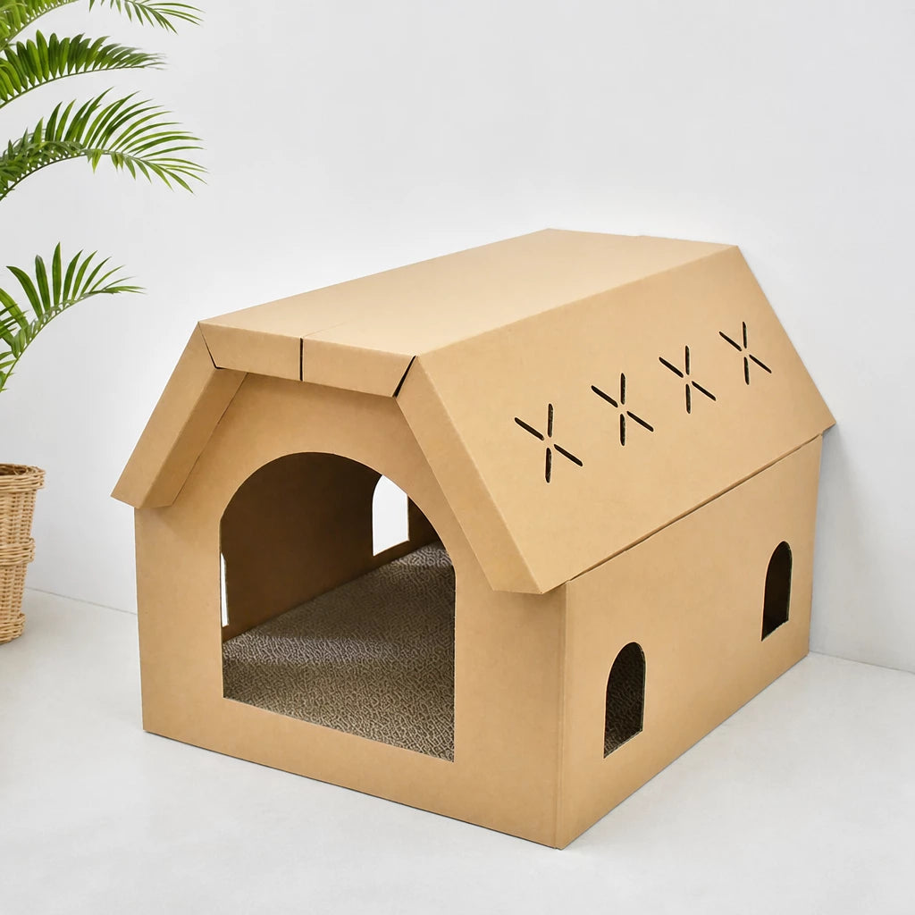 Corrugated Cardboard Cat House & Scratcher