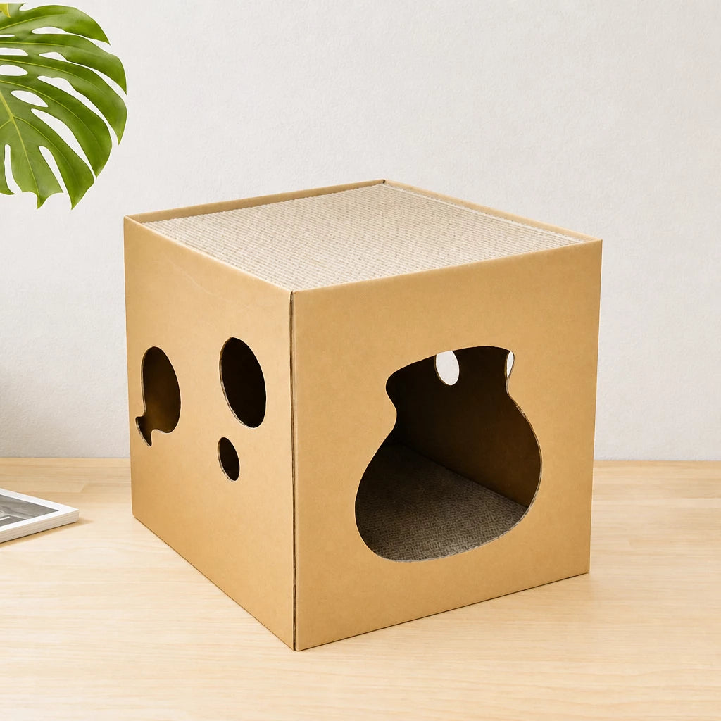 Corrugated Cardboard Cat House & Scratcher
