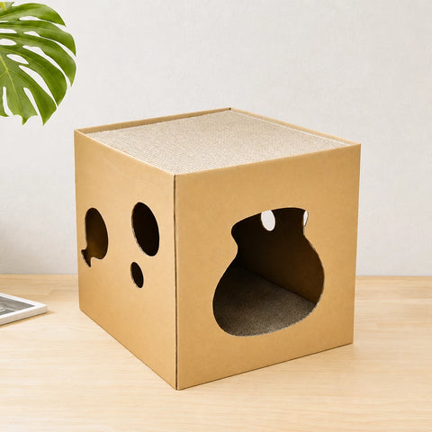 Corrugated Cardboard Cat House & Scratcher