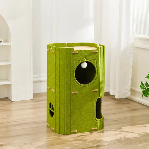 Multi-Level Cat Tree with Enclosed Hideaway and Scratching Board
