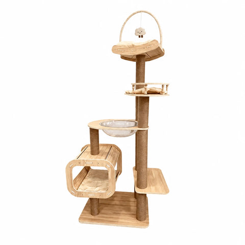 Cat Tree with Hideaway, Scratching Post & Hanging Toy