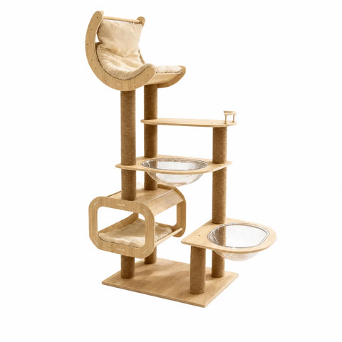 Cat Tree with Hideaway, Scratching Post & Hanging Toy