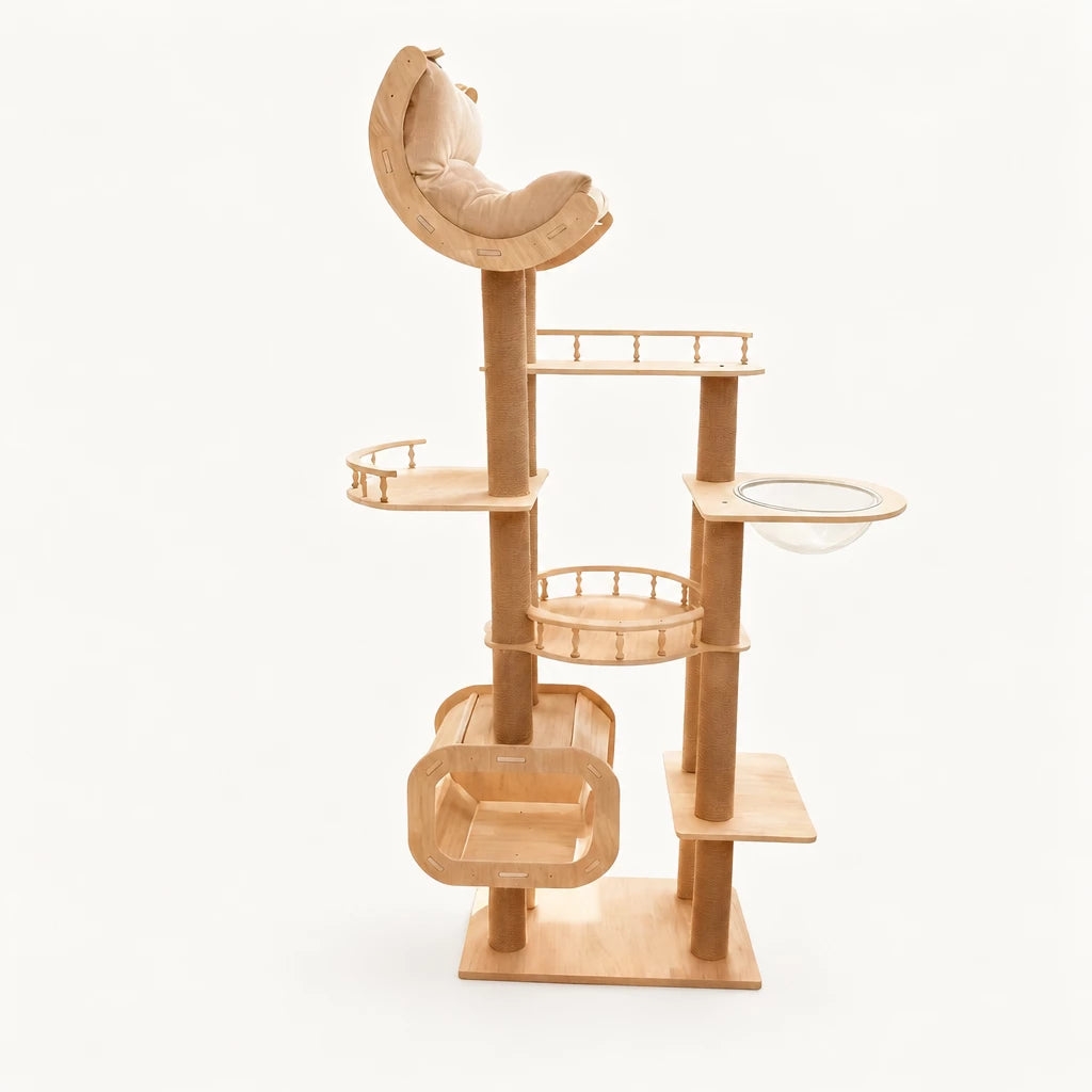 Cat Tree with Hideaway, Scratching Post & Hanging Toy