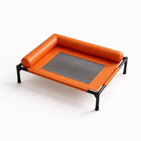 Elevated Faux Leather Pet Bed for Cats and Small to Medium Dogs