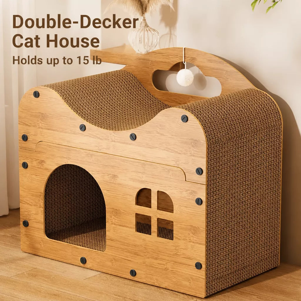 Spacious Corrugated Cardboard Cat Scratcher House