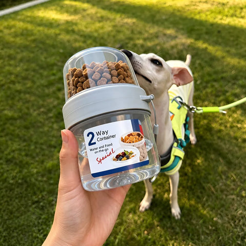 2-in-1 Portable Dog Water Bottle & Treat Container