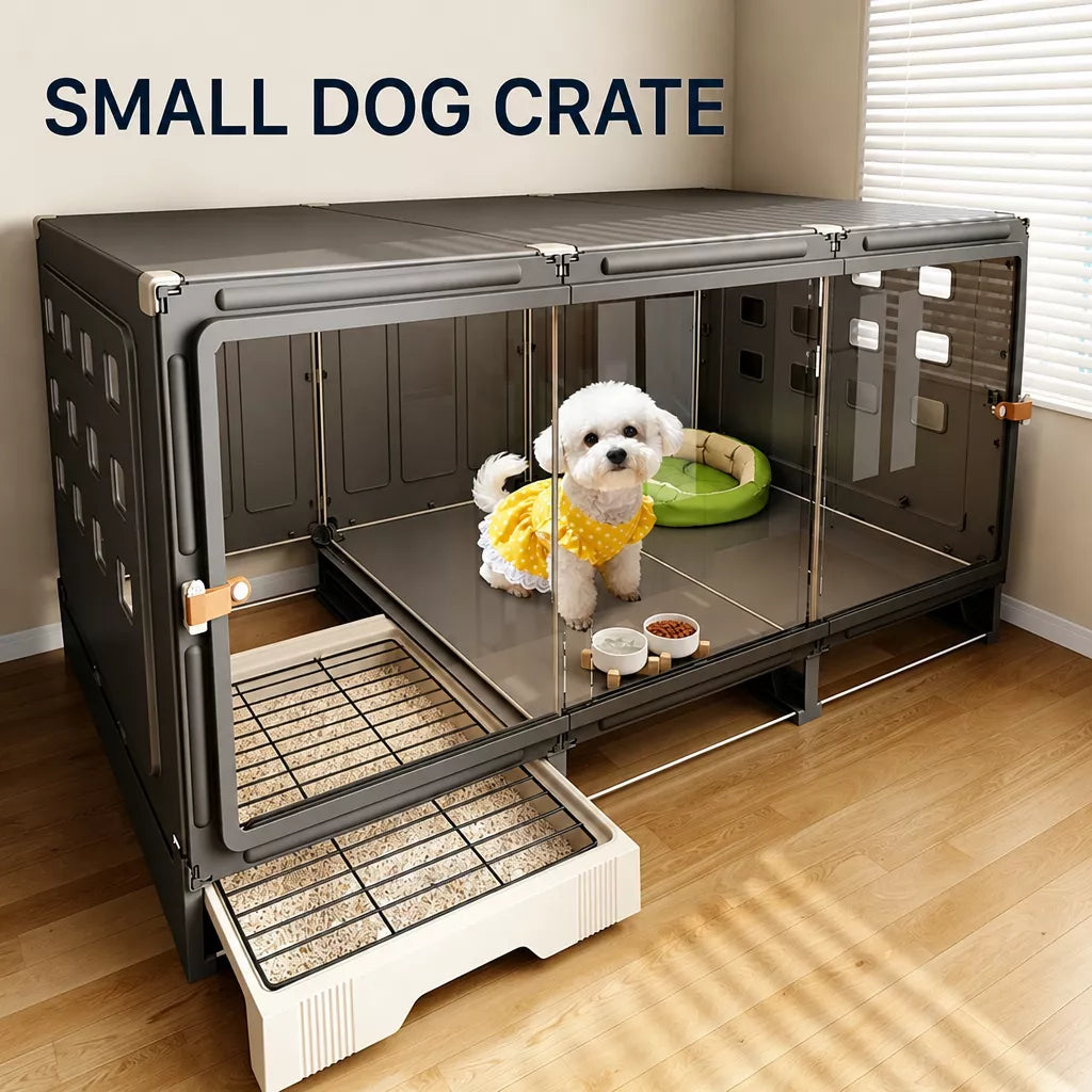 Small Dog Crate with Separate Resting and Toilet Area