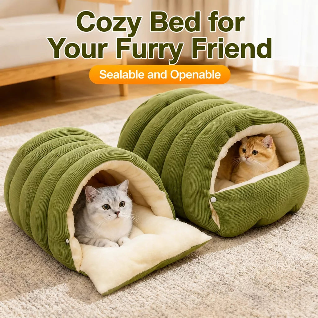 Removable, Washable Semi-Enclosed Bed for Cats & Dogs
