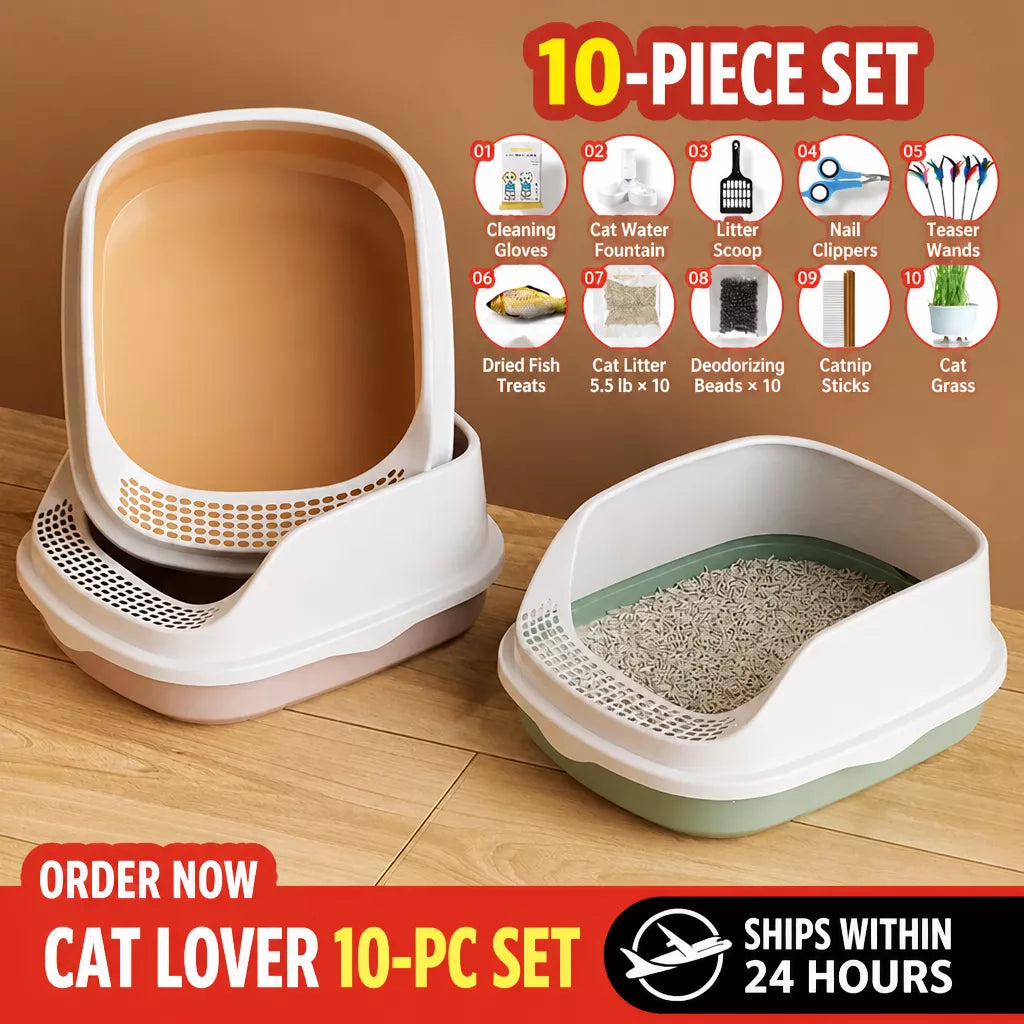 Semi-Enclosed Cat Litter Box with High Sides p-05678