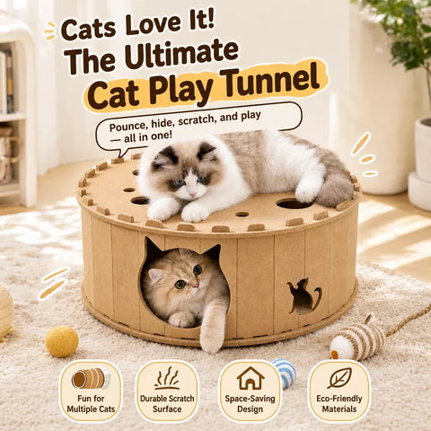 Donut-Shaped Felt Cat Scratcher Tunnel Bed