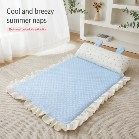 Cotton-Linen Pet Mat with Bunny-Ear Pillow